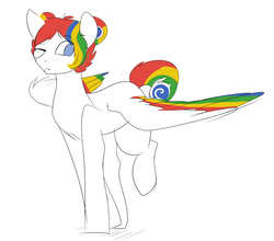 Size: 4281x3769 | Tagged: safe, artist:npone, pegasus, pony, absurd resolution, colored wings, female, google chrome, mare, multicolored wings, one eye closed, ponified, solo