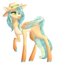 Size: 2089x2251 | Tagged: safe, artist:ohhoneybee, oc, oc only, oc:tropical, pegasus, pony, female, high res, mare, one eye closed, raised hoof, simple background, solo, transparent background