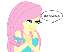 Size: 1024x838 | Tagged: dead source, safe, artist:php198, fluttershy, a fine line, equestria girls, g4, my little pony equestria girls: better together, asking, breasts, busty fluttershy, dialogue, evil smile, fluttershy's revenge, grin, lipstick, pure unfiltered evil, smiling