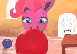 Size: 2480x1754 | Tagged: safe, artist:toisanemoif, pinkie pie, g4, balloon, female, solo