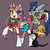 Size: 2880x2880 | Tagged: safe, artist:lamentedmusings, angel bunny, discord, fluttershy, draconequus, pegasus, pony, rabbit, g4, boots, clothes, cosplay, costume, fake horn, female, flower, flower in mouth, gray background, high res, luna (sailor moon), male, mare, mouth hold, otakushy, raised hoof, rose, rose in mouth, sailor moon (series), sailor uniform, ship:discoshy, shipping, shoes, simple background, skirt, straight, trio, tuxedo mask