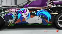 Size: 300x168 | Tagged: safe, artist:thefishe77, dj pon-3, vinyl scratch, g4, car, female, forza motorsport 4, picture for breezies, solo