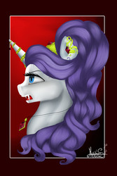 Size: 4000x6000 | Tagged: safe, artist:amywhooves, rarity, pony, unicorn, g4, absurd resolution, crossover, female, mare, musical, necklace, open mouth, pendant, regalia, signature, solo, the master and margarita