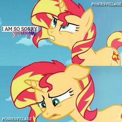 Size: 480x480 | Tagged: safe, edit, edited screencap, screencap, sunset shimmer, pony, unicorn, g4, the cutie re-mark, apology