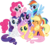 Size: 4946x4492 | Tagged: safe, artist:crunchnugget, applejack, fluttershy, pinkie pie, rainbow dash, rarity, twilight sparkle, earth pony, pegasus, pony, unicorn, g4, absurd resolution, cute, female, mane six, mane six opening poses, mare, one eye closed, open mouth, prone, raised hoof, simple background, spread wings, transparent background, unicorn twilight, vector, weapons-grade cute, wings, wink