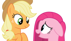 Size: 8611x5000 | Tagged: safe, artist:guillex3, applejack, pinkie pie, g4, magical mystery cure, absurd resolution, duo, female, happy, pinkamena diane pie, simple background, transparent background, vector
