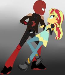 Size: 447x512 | Tagged: artist needed, safe, sunset shimmer, equestria girls, g4, crossover, crossover shipping, female, jason todd, male, red hood, shipping, straight