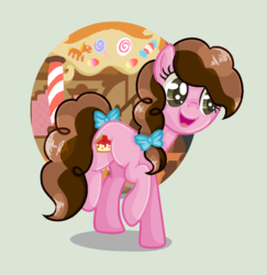 Size: 1028x1056 | Tagged: safe, artist:xxreddevil12xx, oc, oc only, oc:strawberry cheesecake, earth pony, pony, bow, female, hair bow, mare, offspring, parent:cheese sandwich, parent:pinkie pie, parents:cheesepie, solo