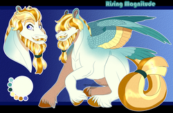 Size: 1400x912 | Tagged: safe, artist:bijutsuyoukai, oc, oc only, oc:rising magnitude, pegasus, pony, g4, my little pony: the movie, colored wings, male, multicolored wings, parent:rockhoof, parent:songbird serenade, parents:songhoof, sitting, solo, stallion