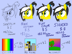 Size: 1600x1200 | Tagged: safe, artist:toyminator900, oc, oc only, oc:uppercute, earth pony, pony, building, commission info, female, freckles, mare, ponytail, solo, tree
