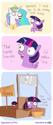 Size: 1372x3221 | Tagged: safe, artist:dsp2003, artist:tjpones, princess celestia, twilight sparkle, alicorn, pony, sparkles! the wonder horse!, g4, bad end, collaboration, colored, comic, dark comedy, dialogue, disproportionate retribution, execution, female, gallows humor, guillotine, imminent death, imminent decapitation, mare, treason, twibitch sparkle, twilight sparkle (alicorn), worth it