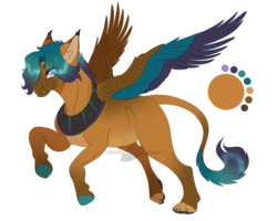 Size: 1200x960 | Tagged: safe, artist:bijutsuyoukai, oc, oc only, oc:sandnapper, hybrid, sphinx, g4, my little pony: the movie, colored wings, interspecies offspring, multicolored wings, offspring, parent:capper dapperpaws, parent:somnambula, parents:capnambula, rearing, reference sheet, simple background, solo, sphinx oc, transparent background