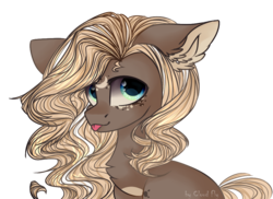 Size: 993x723 | Tagged: safe, artist:cloud-fly, oc, oc only, earth pony, pony, bust, female, mare, portrait, simple background, solo, tongue out, transparent background