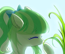 Size: 1800x1500 | Tagged: safe, artist:leafywind, oc, oc only, pony, eyes closed, female, mare, ponytail, solo