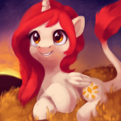Size: 450x450 | Tagged: safe, artist:cuppae, oc, oc only, alicorn, pony, female, leonine tail, lying down, mare, prone