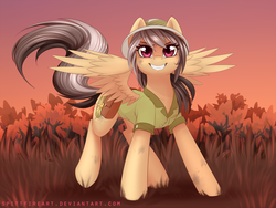 Size: 1600x1200 | Tagged: safe, artist:spittfireart, daring do, pegasus, pony, g4, concave belly, female, looking at you, slender, solo, spread wings, thin, wings