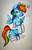 Size: 1309x2048 | Tagged: safe, artist:cutiepoppony, rainbow dash, semi-anthro, g4, angry, clothes, cross-popping veins, female, socks, solo, striped socks, traditional art