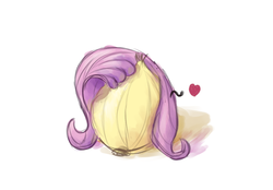 Size: 2841x1980 | Tagged: safe, artist:velvet frame, fluttershy, food pony, original species, g4, female, floating heart, food, heart, not salmon, onion, simple background, solo, wat, white background