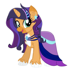 Size: 960x940 | Tagged: safe, artist:flakyporcupine1989, oc, oc only, oc:jewel fur, hybrid, sphinx, g4, my little pony: the movie, clothes, dress, gala dress, grand galloping gala, interspecies offspring, offspring, parent:capper dapperpaws, parent:rarity, parents:capperity