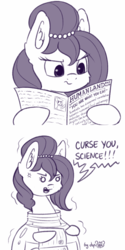 Size: 1024x2048 | Tagged: safe, artist:dsp2003, oc, oc only, oc:brownie bun, oc:tater trot, earth pony, pony, horse wife, angry, cheek fluff, comic, female, food, mare, monochrome, newspaper, open mouth, peanut butter, shaking, simple background, sketch, white background, yelling food