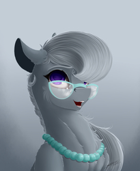 Size: 2300x2800 | Tagged: safe, artist:skitsroom, silver spoon, earth pony, pony, g4, female, filly, fluffy, glasses, high res, jewelry, necklace, pearl necklace, smiling, solo