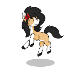 Size: 540x530 | Tagged: safe, artist:euspuche, oc, oc only, oc:liliya krasnyy, earth pony, pony, animated, cute, dancing, eyes closed, female, flower, flower in hair, jumping, smiling, transparent background