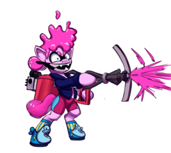 Size: 800x712 | Tagged: safe, artist:tsitra360, pinkie pie, inkling, g4, female, gun, simple background, solo, species swap, splatoon, sting ray (weapon), weapon, white background