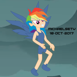 Size: 4000x4000 | Tagged: safe, artist:michaelsety, rainbow dash, human, g4, secrets and pies, evil pie hater dash, humanized, winged humanization, wings