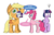 Size: 1279x828 | Tagged: safe, artist:ladyanidraws, applejack, pinkie pie, rarity, twilight sparkle, alicorn, earth pony, pony, unicorn, g4, alternate hairstyle, applejack suit, clothes, costume, dialogue, female, flanderization, mare, ponysuit, short hair, short hair twilight sparkle, simple background, sugarcube, transparent background, twilight sparkle (alicorn), yeehaw