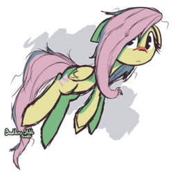 Size: 1280x1280 | Tagged: safe, artist:lilboulder, fluttershy, pegasus, pony, g4, abstract background, disheveled, female, looking at you, mare, messy mane, solo