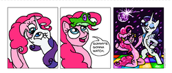 Size: 1005x426 | Tagged: safe, artist:gingerfoxy, gummy, pinkie pie, rarity, alligator, earth pony, pony, unicorn, pony comic generator, g4, clothes, comic, disco, disco ball, disco dance, sunglasses