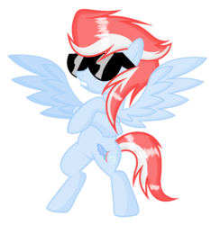 Size: 1026x1050 | Tagged: safe, artist:windwing2, oc, oc only, oc:wind wing, pegasus, pony, cool, crossed arms, pegasus oc, simple background, solo, sunglasses, white background