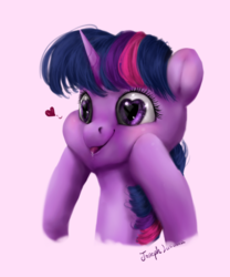 Size: 1000x1200 | Tagged: safe, artist:makkah, twilight sparkle, pony, g4, cowry shell ear, cute, drool, faic, female, heart eyes, long neck, mare, signed, smiling, solo, twiabetes, uncanny valley, wingding eyes