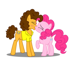 Size: 2392x1968 | Tagged: safe, artist:invisibleink, cheese sandwich, pinkie pie, earth pony, pony, g4, blushing, commission, cute, eyes closed, female, kiss on the lips, kissing, male, mare, ship:cheesepie, shipping, show accurate, simple background, stallion, straight, transparent background, vector