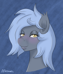 Size: 1200x1400 | Tagged: dead source, safe, artist:afterman, oc, oc only, oc:panne, bat pony, bedroom eyes, bust, looking at you, solo