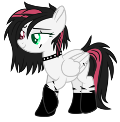 Size: 1024x1037 | Tagged: safe, artist:cindystarlight, oc, oc only, oc:emala jiss, pegasus, pony, choker, female, heterochromia, mare, simple background, solo, spiked choker, transparent background