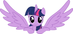 Size: 1920x911 | Tagged: safe, artist:grabusz, twilight sparkle, alicorn, pony, g4, cute, female, mare, simple background, solo, spread wings, transparent background, twiabetes, twilight sparkle (alicorn), vector, wings