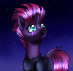 Size: 1904x1848 | Tagged: dead source, safe, artist:not-ordinary-pony, tempest shadow, pony, unicorn, g4, my little pony: the movie, broken horn, eye scar, female, horn, looking up, night, scar, solo