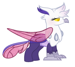 Size: 701x629 | Tagged: safe, artist:theapplebeauty, oc, oc only, oc:gloria, changedling, changeling, hippogriff, hybrid, changeling hybrid, female, interspecies offspring, offspring, parent:gilda, parent:pharynx, simple background, solo, transparent background, transparent tail, transparent wings