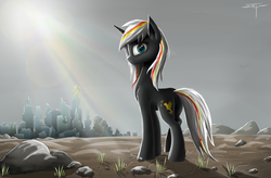 Size: 1560x1024 | Tagged: safe, artist:setharu, oc, oc only, oc:velvet remedy, pony, unicorn, fallout equestria, crystaller building, fanfic, fanfic art, female, manehattan, mare, ruins, solo