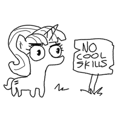 Size: 1440x1440 | Tagged: safe, artist:tjpones, starlight glimmer, pony, unicorn, g4, black and white, doodle, equal cutie mark, female, grayscale, mare, monochrome, no fun allowed, sign, simple background, solo, white background