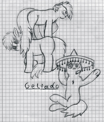 Size: 3450x4035 | Tagged: safe, artist:geljado, oc, oc only, drawing, floppy ears, graph paper, lined paper, monochrome, sketch, traditional art