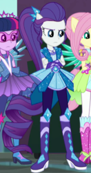 Size: 291x550 | Tagged: safe, screencap, fluttershy, rarity, sci-twi, twilight sparkle, equestria girls, g4, my little pony equestria girls: better together, super squad goals, boots, cropped, crystal guardian, female, geode of fauna, geode of shielding, geode of telekinesis, high heel boots, magical geodes, ponied up, shoes