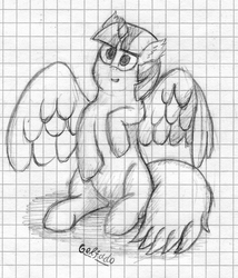 Size: 2090x2443 | Tagged: safe, artist:geljado, twilight sparkle, alicorn, pony, g4, drawing, female, graph paper, high res, monochrome, sketch, solo, traditional art, twilight sparkle (alicorn)