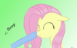Size: 1280x800 | Tagged: safe, artist:jetronic, fluttershy, rainbow dash, pony, g4, boop, disembodied hoof, eyes closed, floppy ears, gradient background, happy