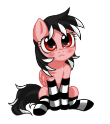 Size: 1500x1693 | Tagged: safe, artist:mrs1989, oc, oc only, pegasus, pony, clothes, female, mare, simple background, sitting, socks, solo, striped socks, transparent background
