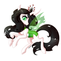 Size: 3000x3000 | Tagged: safe, artist:meowcephei, oc, oc only, oc:queen kharnage, changeling, changeling queen, albino changeling, changeling oc, changeling queen oc, commission, double colored changeling, female, green changeling, high res, looking at you, profile, simple background, solo, transparent background, white changeling