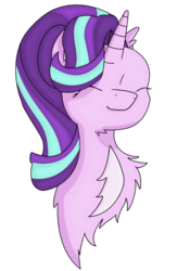 Size: 1167x1785 | Tagged: safe, artist:randomelight, starlight glimmer, pony, unicorn, g4, adorable face, bust, chest fluff, cute, eyes closed, female, fluffy, glimmerbetes, mare, portrait, simple background, smiling, solo, transparent background