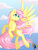 Size: 1024x1365 | Tagged: safe, artist:calamity-studios, fluttershy, pegasus, pony, g4, cloud, female, flying, looking away, sky, smiling, solo, spread wings, turned head, wings