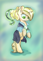 Size: 3089x4363 | Tagged: safe, artist:drafthoof, sweet biscuit, pony, unicorn, g4, bipedal, clothes, female, magic, mare, partially undressed, sailor uniform, solo, telekinesis